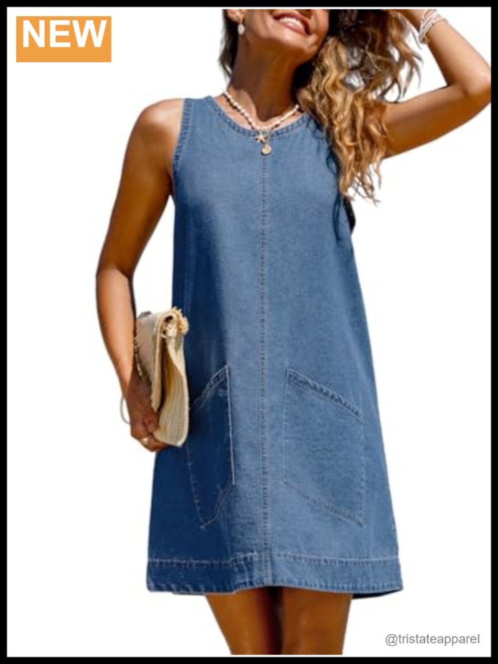 100% Cotton Denim Overall Mini Dress Sleeveless Jean Jumper Pockets